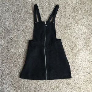 NWT H&M Black Faux Suede Overall Zip up Mini Dress